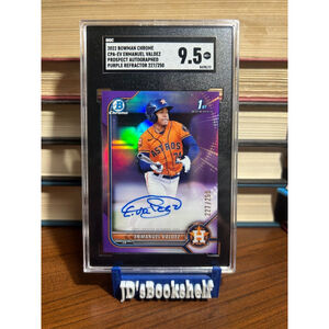 Enmanuel Valdez 2022 Bowman Chrome Auto Purple Refractor RC 22/50 CPA-EV SGC 9.5